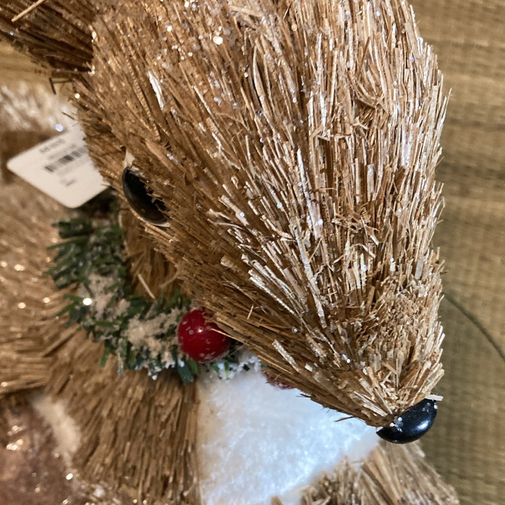 Festive Brown Reindeer with Antlers and Wreath - Picture 2 of 6